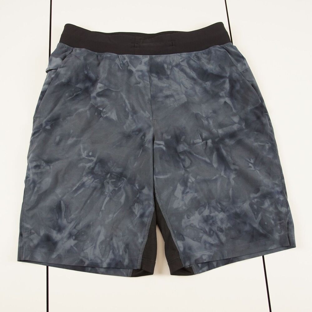 Lululemon T.H.E. Short Linerless 9" Diamond Dye Blue Charcoal Black Sz S